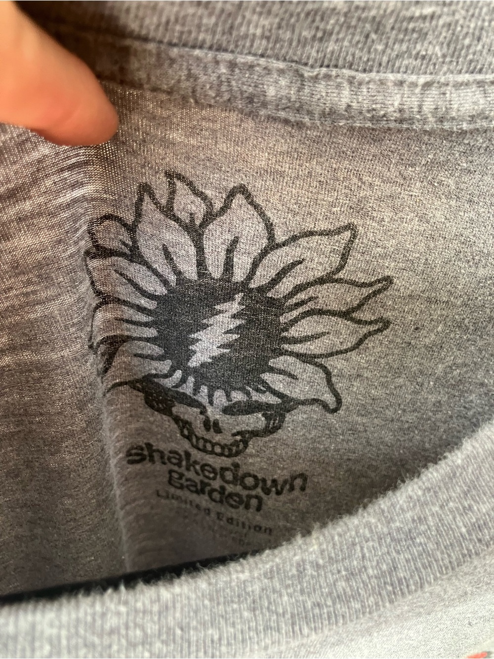 Grateful Dead Grey Tee with Neon Gradient Logo and Colorful Bear - Picture 2 of 2
